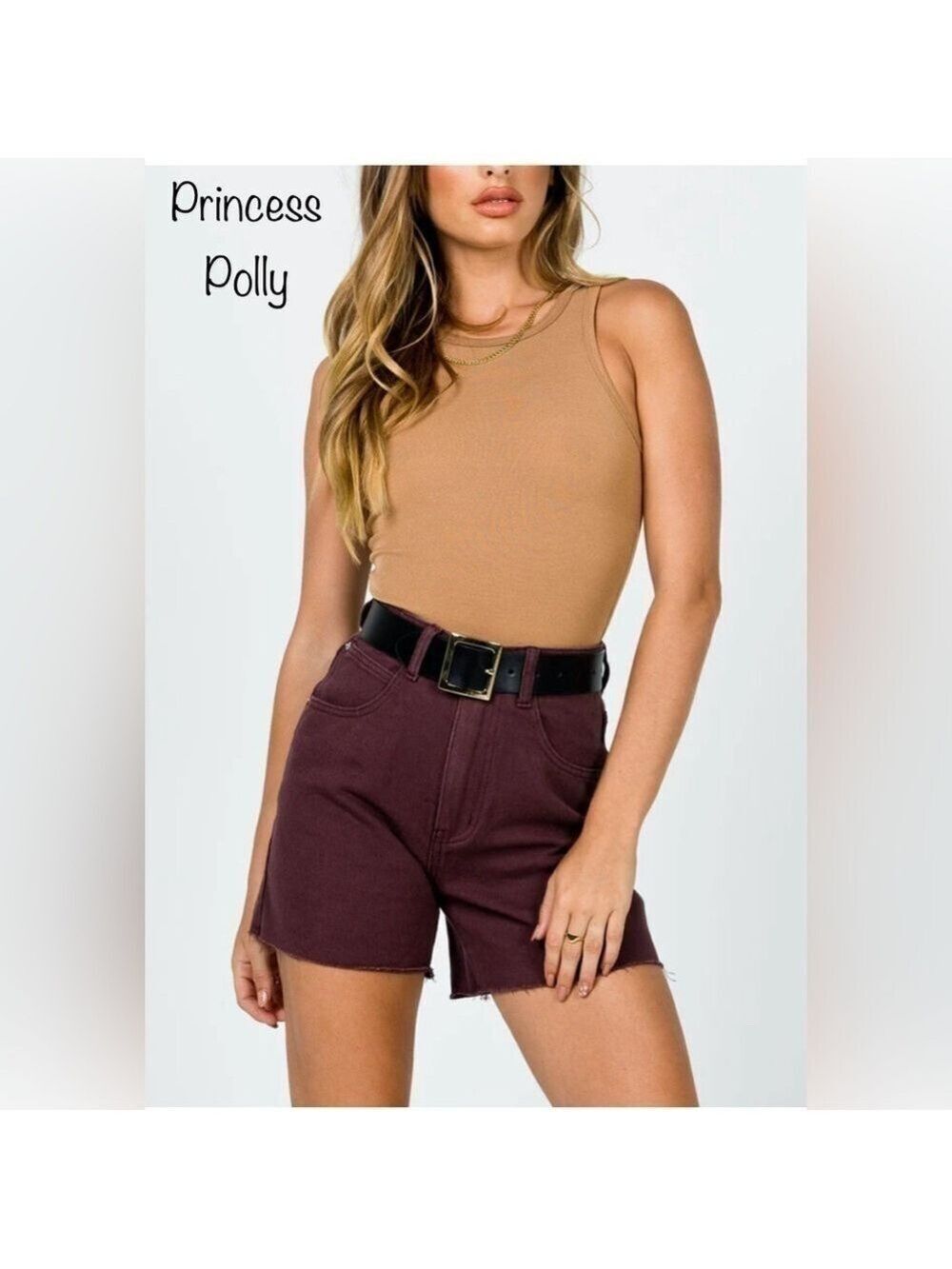 Princess Polly THE SWALLA SHORTS CHOCOLATE BROWN DENIM W10
